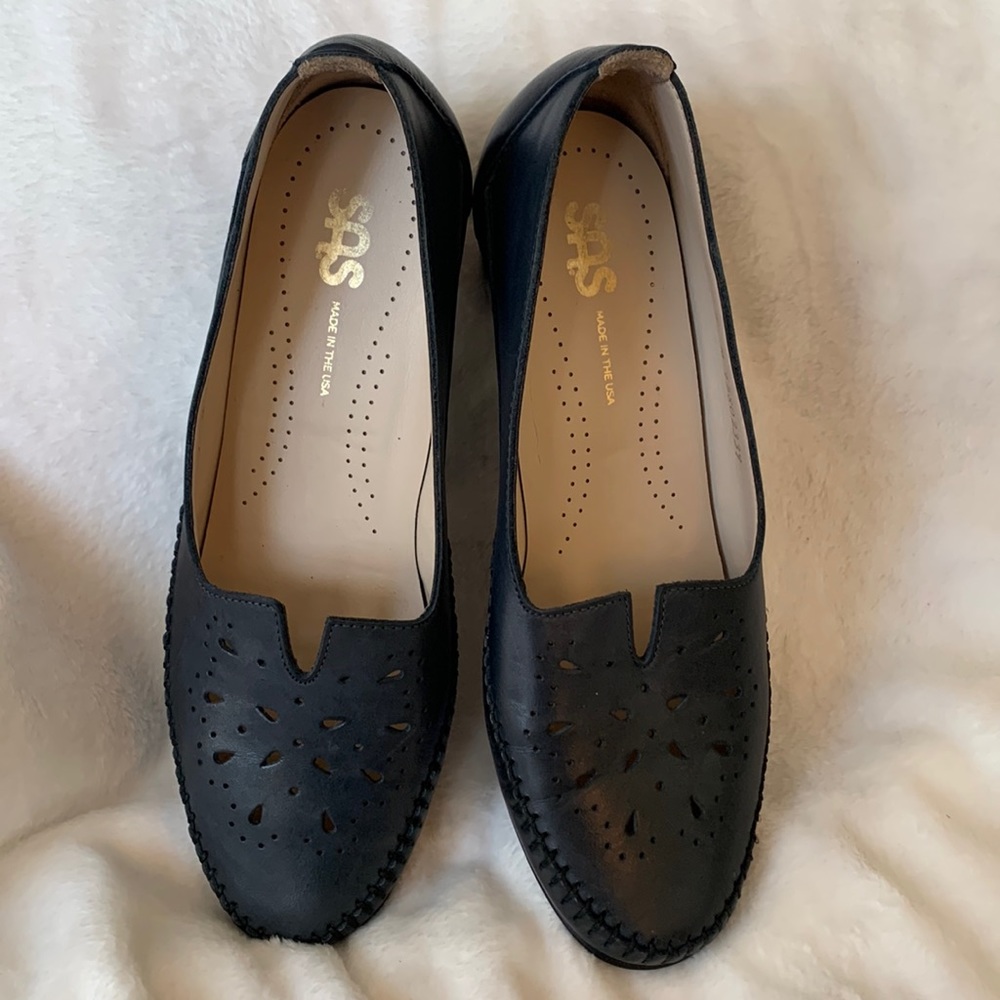 SAS Sonyo Alfa Leather Navy Slip On Size 7